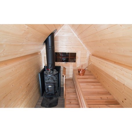 Laajennettu Grilli & Saunakota 17 + 4 m2 suunnittelun lähtökohtana oli  saavuttaa aito saunan tunnelma. Kotasaunan