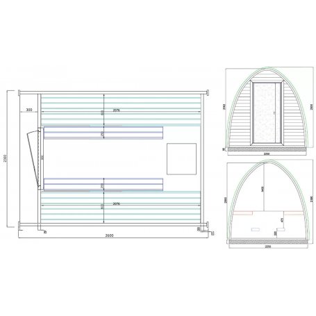 Sauna Iglu 1, yhden huoneen pihasauna 2,6 m