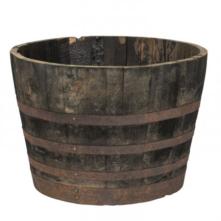 Tammisen Whiskytynnyrin 90 cm 1/2 puolikkaita. Hyvä iso ja painava istutusastia tai vaikka vesiaihe. Iso istutusallas puille.