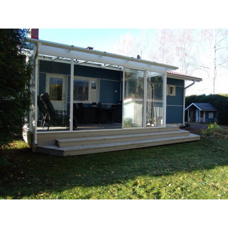 Tammiston Lasiterassi 3x3m, seinäkiinnitys