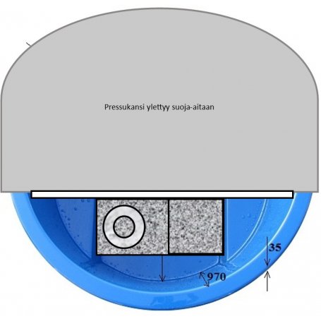 Pressukansi 1100 l uppokamina kylpytynnyriin