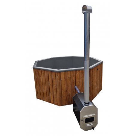 Kylpytynnyri setti lasikuidusta 10 hengelle, iso palju 2300 L nopealla 30 kW kaminalla