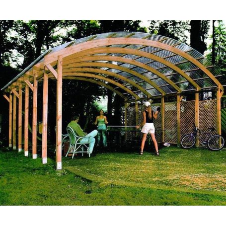 Puinen kaarikatos 6x6m PVC-katolla, myös autoille