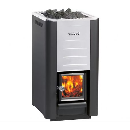 Puukiuas Harvia Pro 26 musta ja kivet