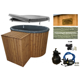 Laadukkaat lasikuituiset sähkökäyttöiset saunapaljut. 800 l malli on kahdelle ja lämpenee nopeasti. Kotiin toimitus.