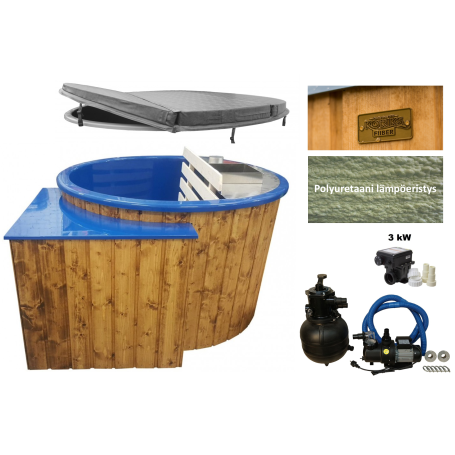 Laadukas Sähkökäyttöinen Kylpytynnyri setti, 1100 L koko on hyvä jopa 4 hengelle. Ympärivuoden helppokäyttöinen. Kotiin toimitus