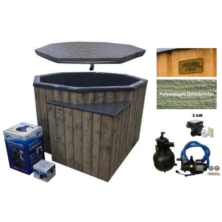 Laadukas Sähkökäyttöinen Kylpytynnyri setti, 1200 L, helppokäyttöinen ja varma. Turvallinen ja hyvä 6 hengelle