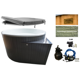 Laadukas Sähkökäyttöinen Kylpytynnyri setti, 1700 L on hyvä jopa 8 hengelle. Lasikuitua, helppohoitoinen.